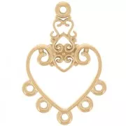 31x21mm 316L stainless steel Heart chandelier pendant and 5 closed rings - Gold x1