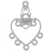 31x21mm 316L stainless steel Heart chandelier pendant and 5 closed rings x1