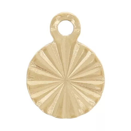 6mm 304L stainless steel Striated round charms - Gold x10