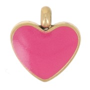 8x7.5mm 316L stainless steel Heart charm with epoxy resin - gold - Fuchsia x1|raw }}