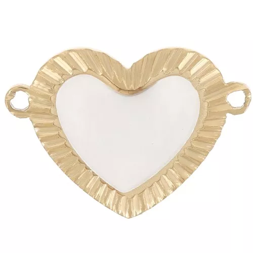 10x15mm Stainless steel 316L Ribbed heart spacer with mother-of-pearl - Gold x1