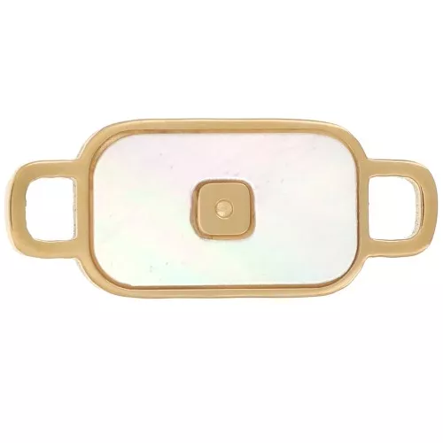 15x6mm Stainless steel 316L Rectangular spacer with mother-of-pearl - Gold x1