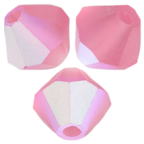 5mm Preciosa Bicone Beads - Rondelle Bead - Indian Pink AB Matt x12