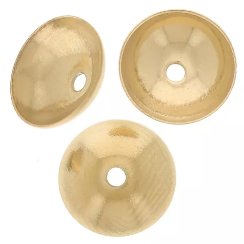 8mm 304L stainless steel Smooth bead caps - Gold x6