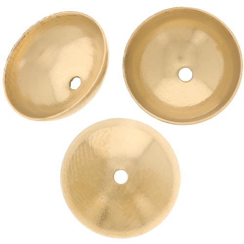 10mm 304L stainless steel Smooth bead caps - Gold x6