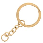 25 mm Ring Keychain with Chain - Gold-Plated 304 Stainless Steel x1