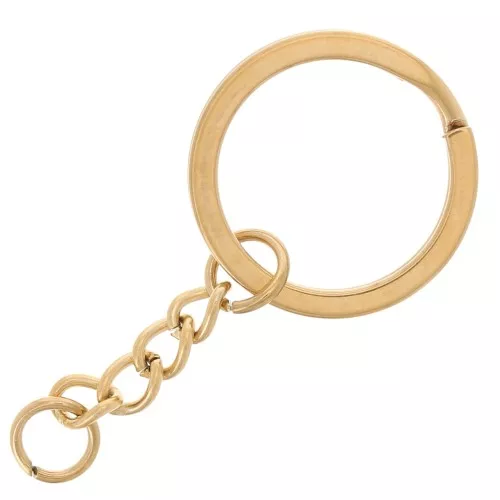 25 mm Ring Keychain with Chain - Gold-Plated 304 Stainless Steel x1