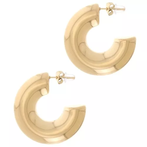 31mm Stainless steel 316L Thick round wire hoop - Gold x2