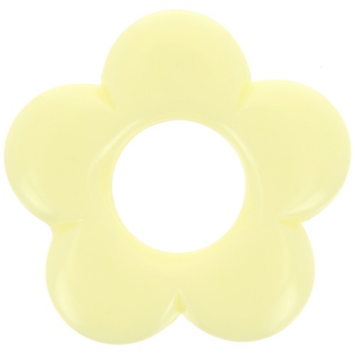 21mm opaque resin flower pendant - Pale yellow x1