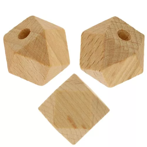 Round faceted varnished wooden beads 20mm x10