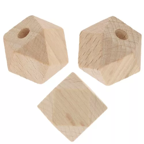 Round faceted wooden beads 14mm x15