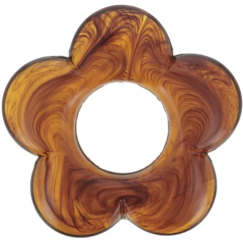 21mm translucent resin flower pendant - Marbled amber x1