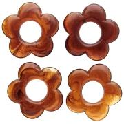 21mm translucent resin flower pendant - Marbled amber x1
