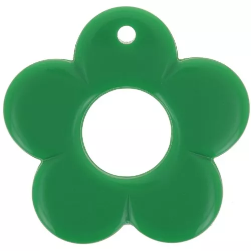 35mm opaque resin flower pendant - Fir green x1