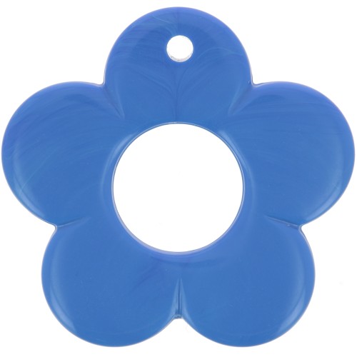 35mm opaque resin flower pendant - Blue x1