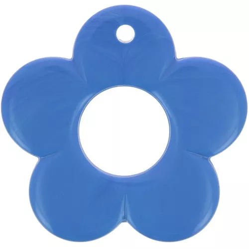 35mm opaque resin flower pendant - Blue x1