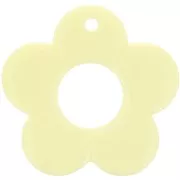 35mm opaque resin flower pendant - Pale yellow x1