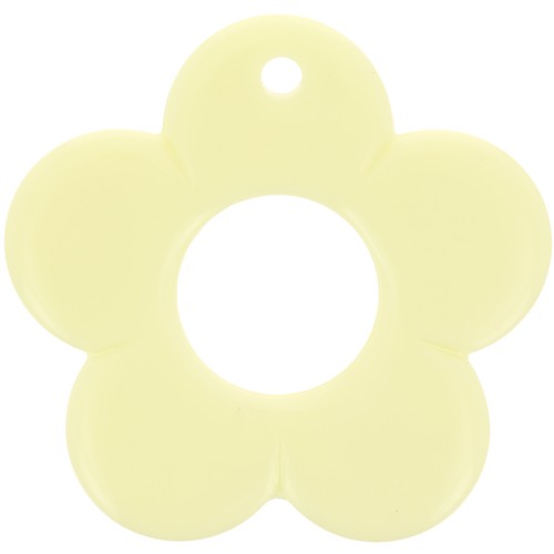 35mm opaque resin flower pendant - Pale yellow x1