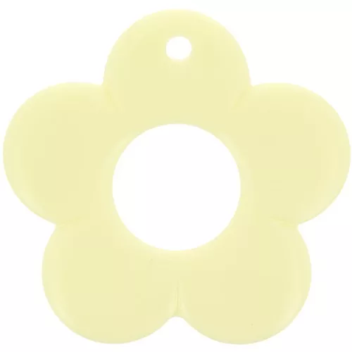 35mm opaque resin flower pendant - Pale yellow x1