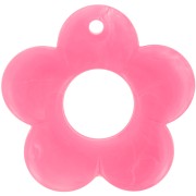 35mm opaque resin flower pendant - Vivid pink marbled x1