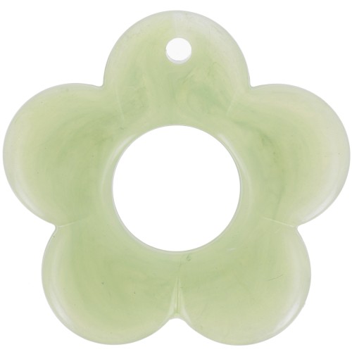 35 mm flower pendant in translucent resin - Marbled Lichen x1