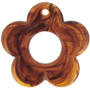 35mm translucent resin flower pendant - Marbled amber x1