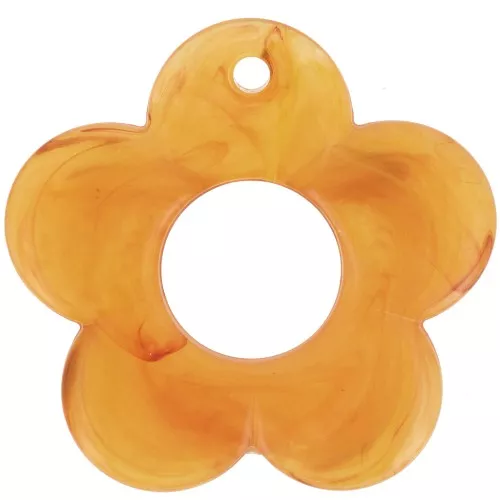 35mm translucent resin flower pendant - Apricot marbled x1