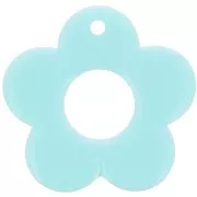 35mm opaque resin flower pendant - Pastel blue x1