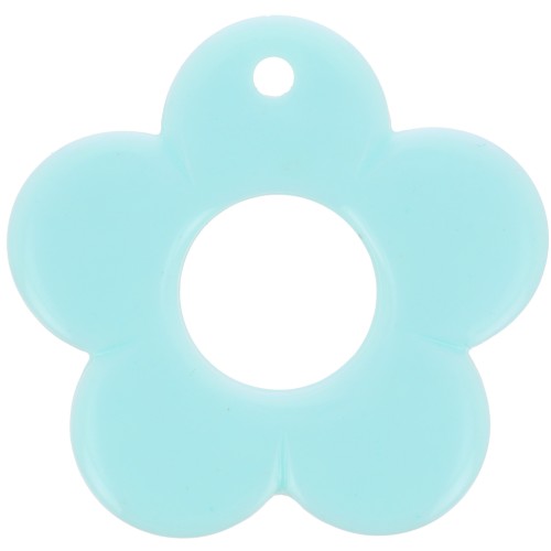 35mm opaque resin flower pendant - Pastel blue x1