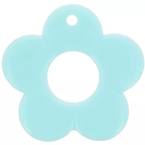 35mm opaque resin flower pendant - Pastel blue x1