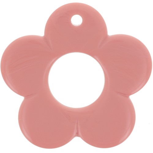 35mm opaque resin flower pendant - Salmon pink x1