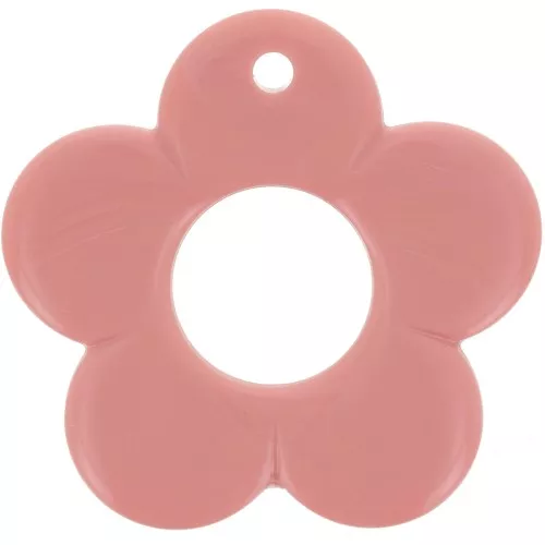 35mm opaque resin flower pendant - Salmon pink x1