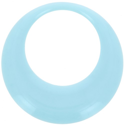 44mm Round hollow pendant in opaque resin - Bleu pastel x1