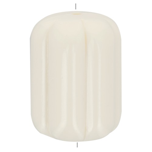 Striated tube bead 20x14 mm in opaque resin - Ecru x1