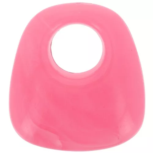 23x21mm Opaque resin trapeze pendant - Bright pink marbled x1