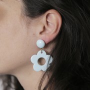 14mm Round opaque resin cabochon - Pastel blue x1