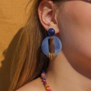 14mm Round opaque resin cabochon - Pastel blue x1