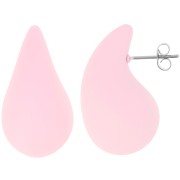 31x17mm Domed drop earrings in gum-effect acrylic - Mat Light Pink x2|raw }}