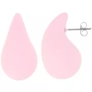 31x17mm Domed drop earrings in gum-effect acrylic - Mat Light Pink x2