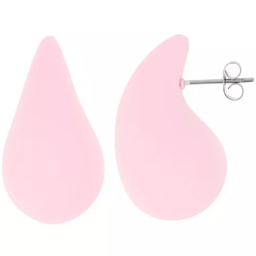 31x17mm Domed drop earrings in gum-effect acrylic - Mat Light Pink x2