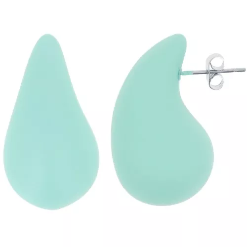 31x17mm Domed drop earrings in gum-effect acrylic - Mat Water Green x2