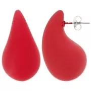 31x17mm Domed drop earrings in gum-effect acrylic - Mat red x2