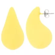 31x17mm Domed drop earrings in gum-effect acrylic - Yellow mat x2