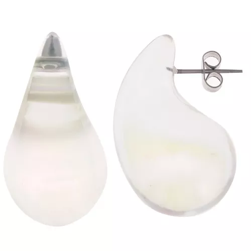 31x17mm Acrylic Drop Earrings - Transparent AB x2