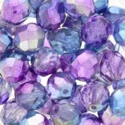 8mm Faceted round beads - Crystal Purple Blue Metallic x20