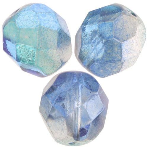 8mm Faceted round beads - Crystal Blue Metallic x20