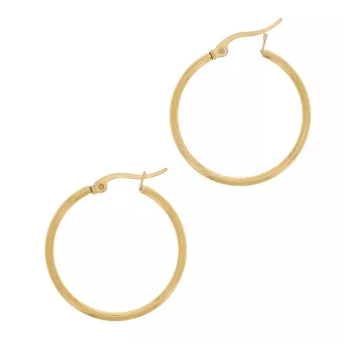 30mm 304 stainless steel round hoop - 2mm wire - Gold x20