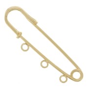 50mm Steel Safety pin brooch - with 3 decorative rings - Gold Tone x1|raw }}