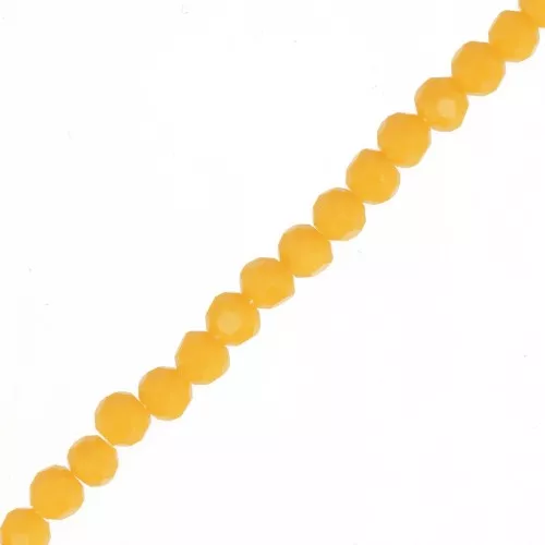 Round faceted beads 4 mm - Opaque yellow x35cm