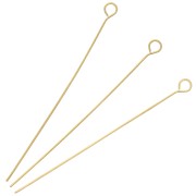 50x0.6mm 304L stainless steel eye pins - Gold x10